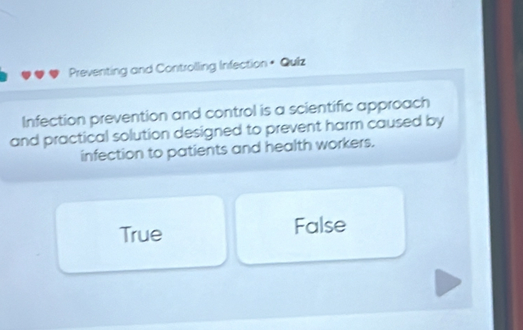 Solved: Preventing and Controlling Infection • Quiz Infection ...