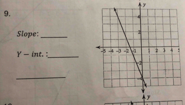 y
9. 
Slope: _
Y- int. :_ 
_