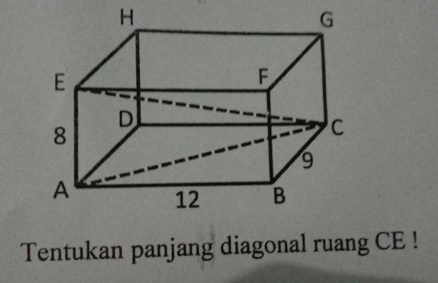 Tentukan panjang diagonal ruang CE!