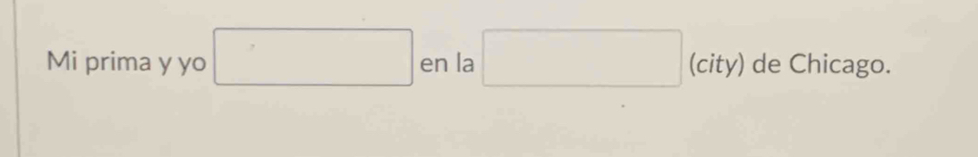 Mi prima y yo □ en la □ (city) de Chicago.