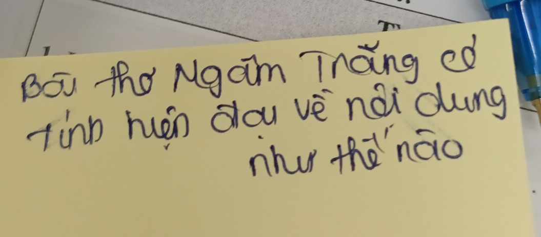 BSu the Ngam Tnang ed 
Tinb huén dou vè nái dung 
nhur thènāo