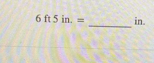 6ft5in.= in.