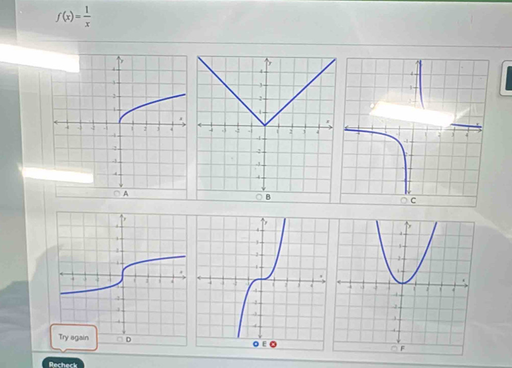 f(x)= 1/x 
Recheck