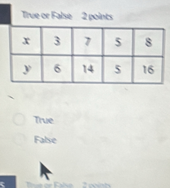 True or False 2 points
True
False