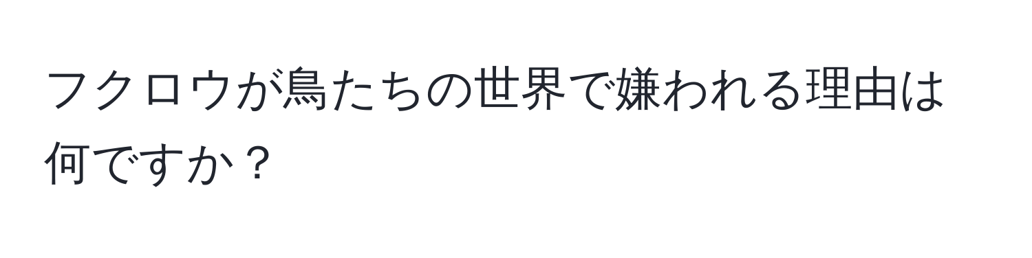 フクロウが鳥たちの世界で嫌われる理由は何ですか？