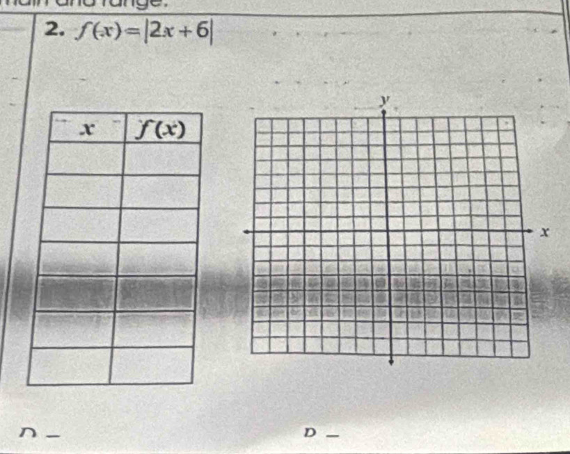 range.
2. f(x)=|2x+6|
I I
_D