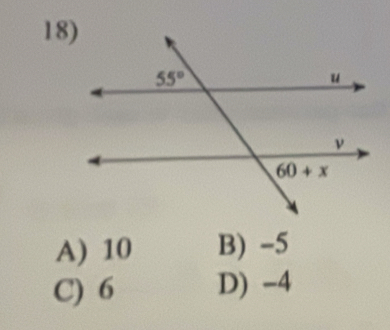 A) 10 B) -5
C) 6 D) -4