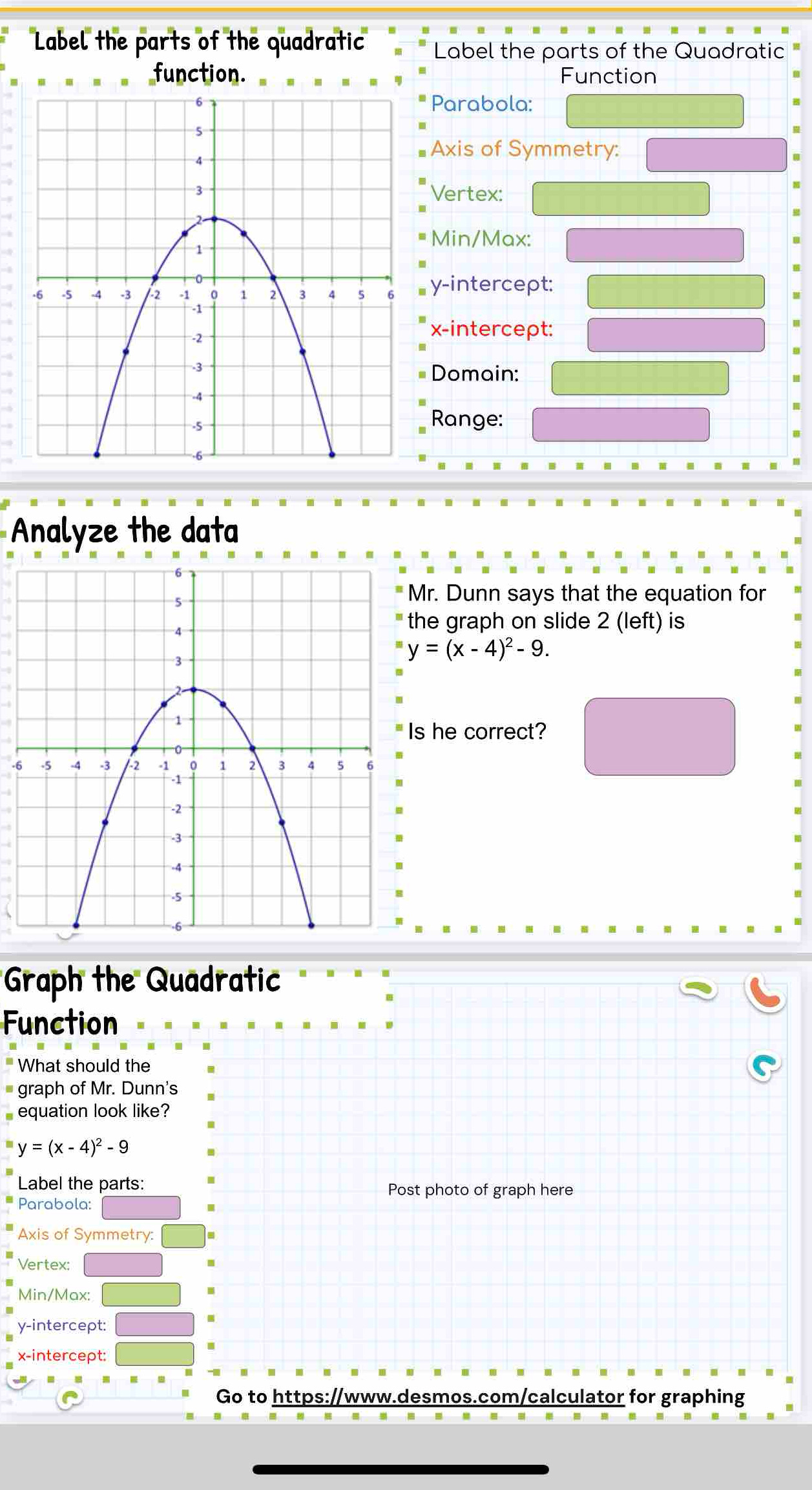 Solved: Label the parts of the quadratic Label the parts of the ...