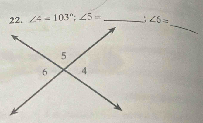 ∠ 4=103°; ∠ 5= _; ∠ 6=