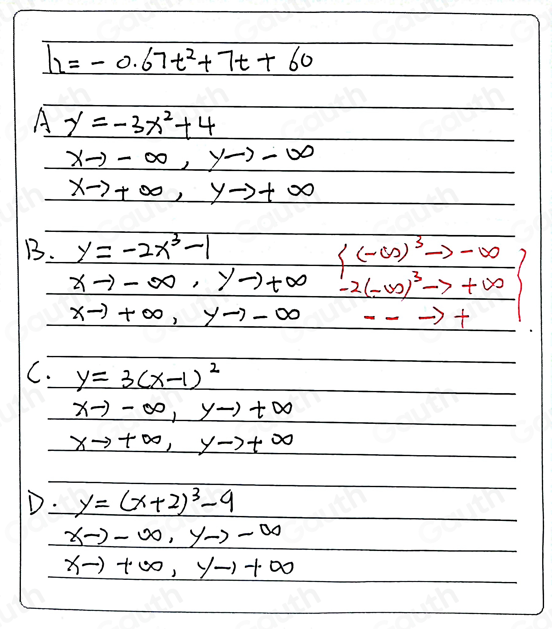 Solved: Which function displays this end behavior? As x approaches ...