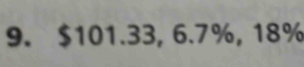 $101.33, 6.7%, 18%