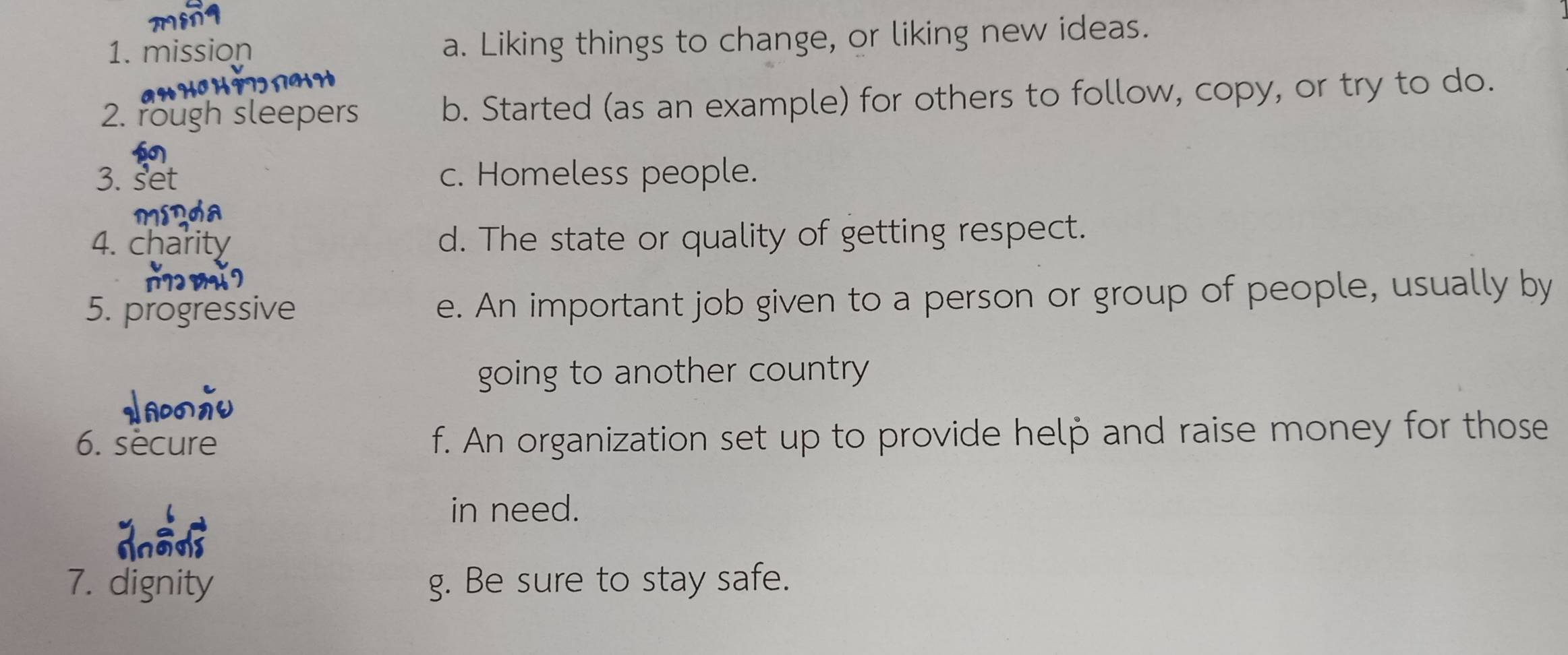 แก้ไขแล้ว:mission a. Liking things to change, or liking new ideas. 2 ...