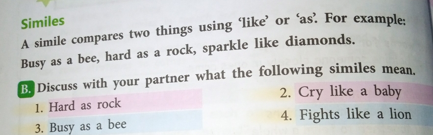 Solved: Similes A simile compares two things using ‘like’ or ‘as? For ...
