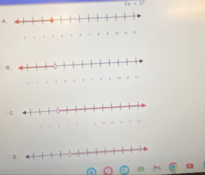 9x<27</tex> 
A. 
C. 
D