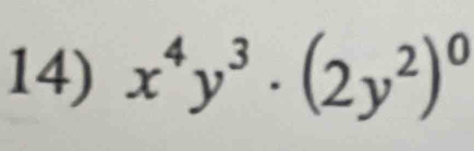 x^4y^3· (2y^2)^0