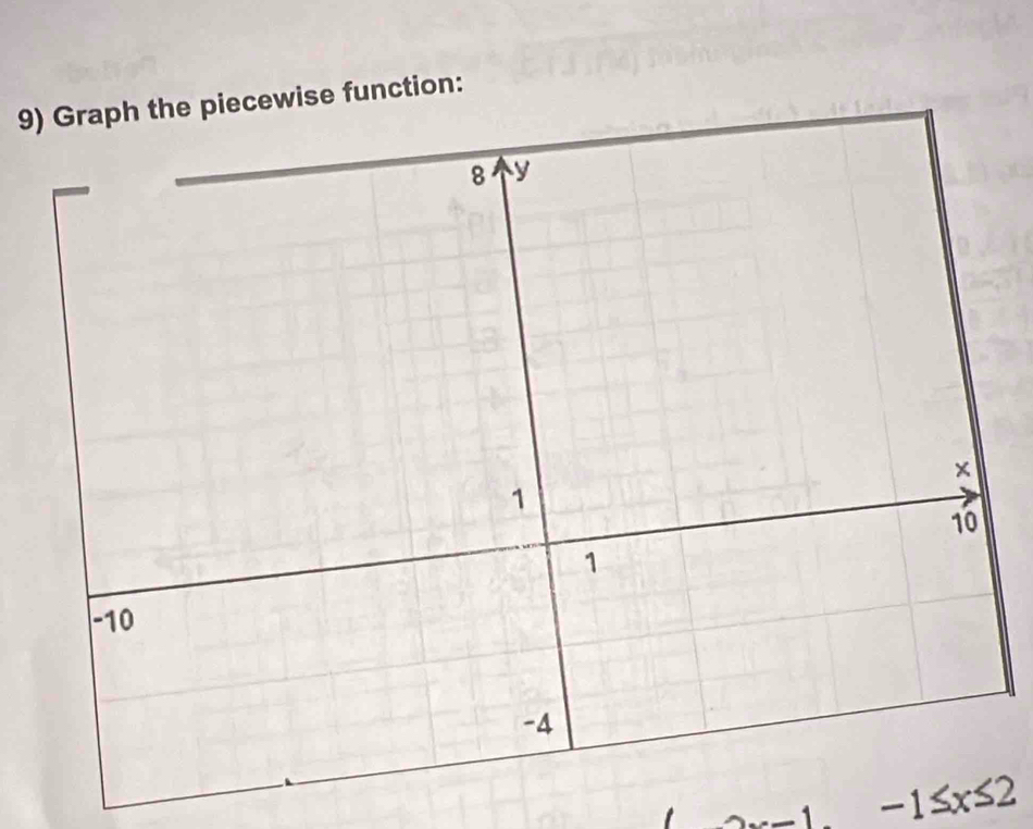 Graph the piecewise function:
-1≤ x≤ 2