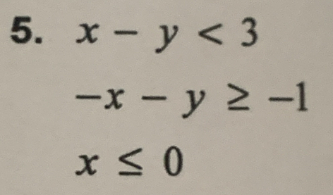 x-y<3</tex>
-x-y≥ -1
x≤ 0