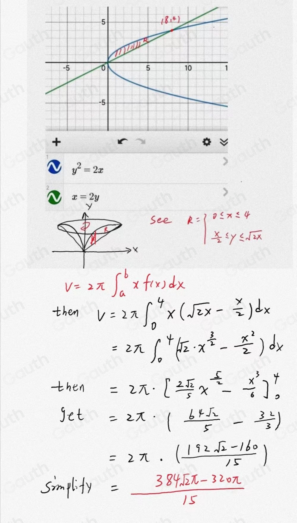 y^2=2x
2
x=2y