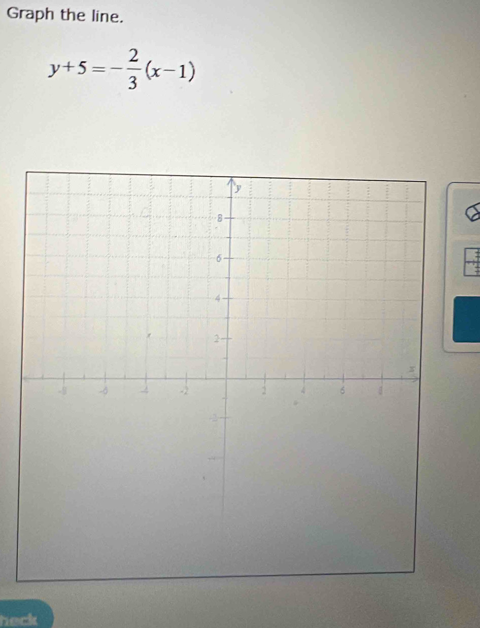 Graph the line.
y+5=- 2/3 (x-1)
heck