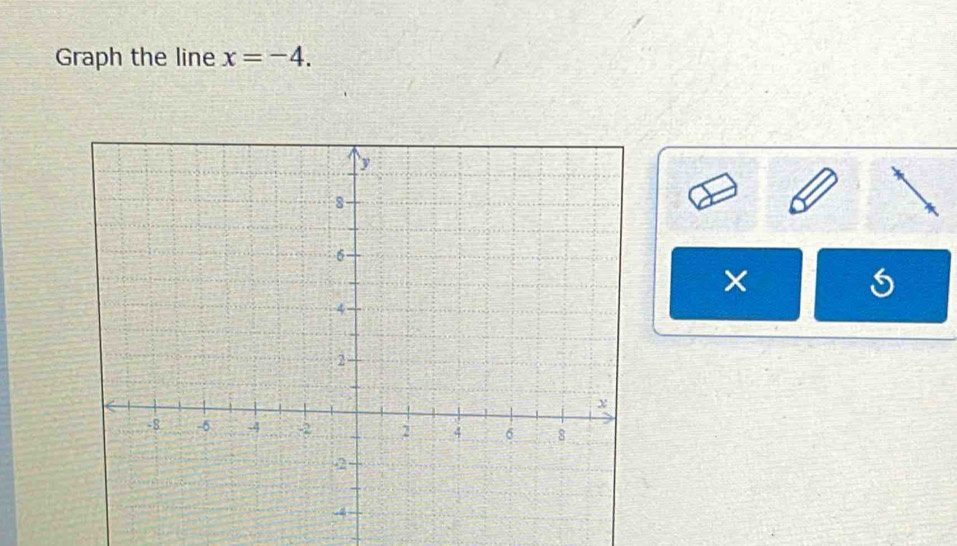 Graph the line x=-4. 
×