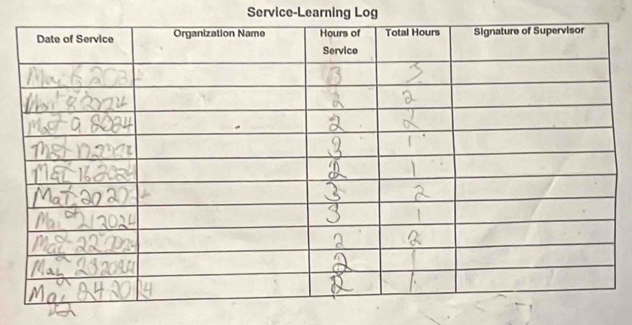 Service-Learning Log