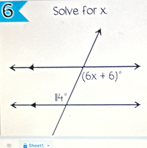 Solve for x.
= Sheet1 -