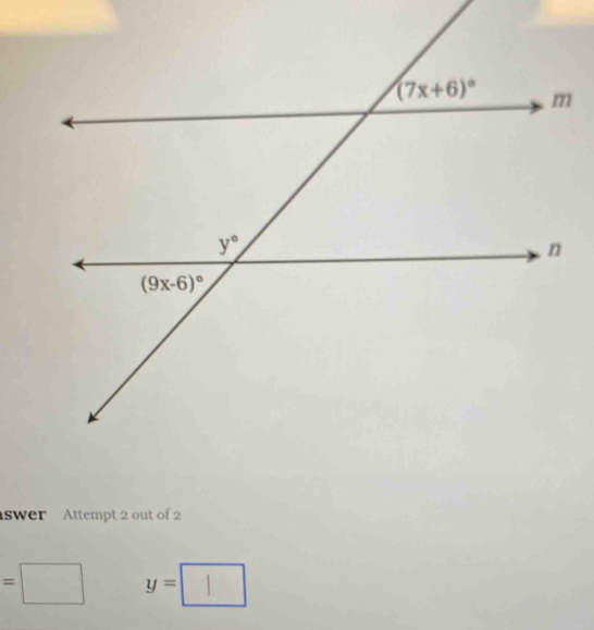 swer Attempt 2 out of 2
=□ y=□