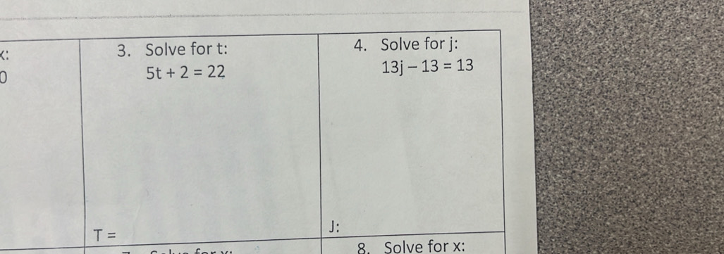 <: 0 8. Solve for x: