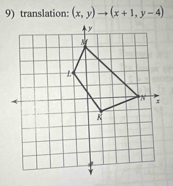 translation: (x,y)to (x+1,y-4)