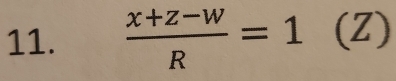  (x+z-w)/R =1 (Z)