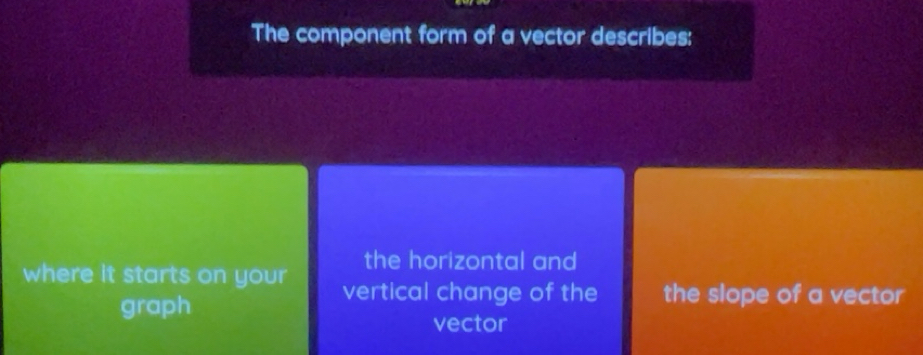 Solved: The component form of a vector describes: the horizontal and ...