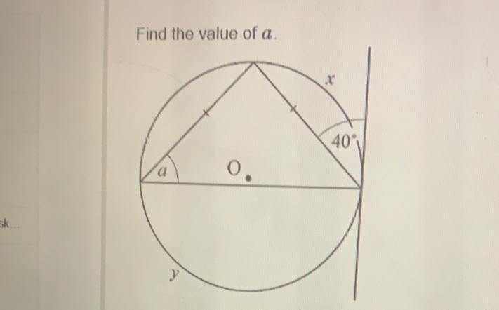 Find the value of a.
sk...