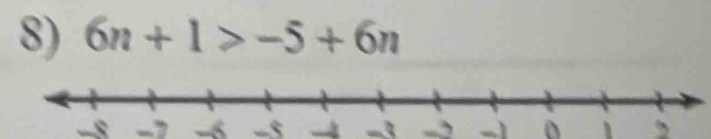 6n+1>-5+6n
-8 -7 -6 -5 → -1 → -1 D 1