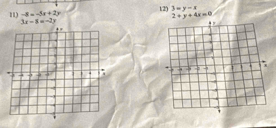 -8=-5x+2y 12) 3=y-x
2+y+4x=0
3x-8=-2y