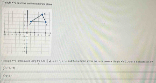 Solved: Triangle XYZ is shown on the coordinate plane. If triangle XYZ ...