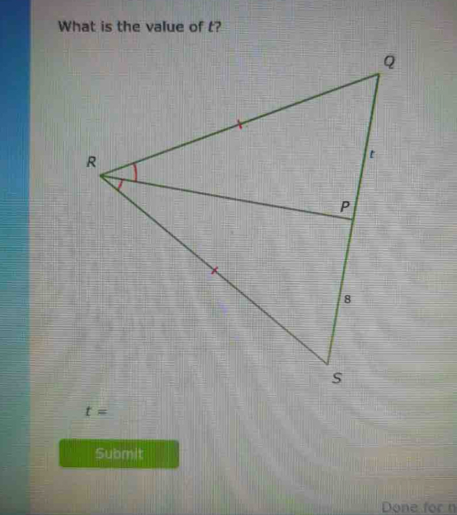 What is the value of t?
t=
Submit 
Done for n