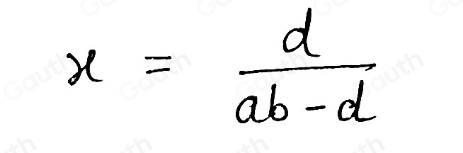Solved: Solve for x : abx-d=xd [Math]