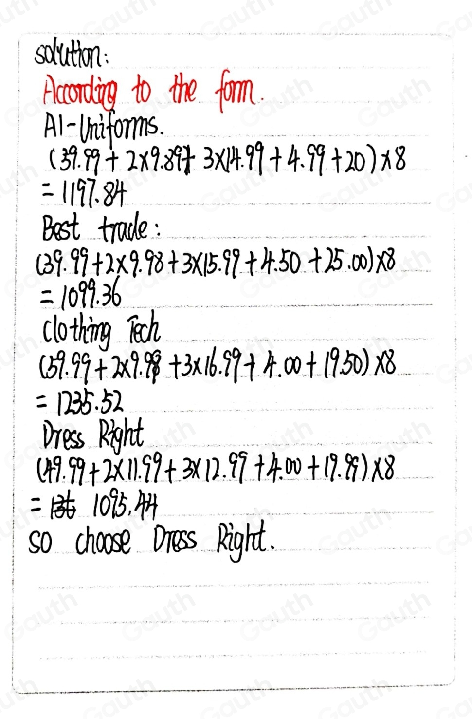 Solved: The table below shows the best price available for various ...