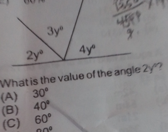 (A) 30°
(B) 40°
(C) 60°
00^0