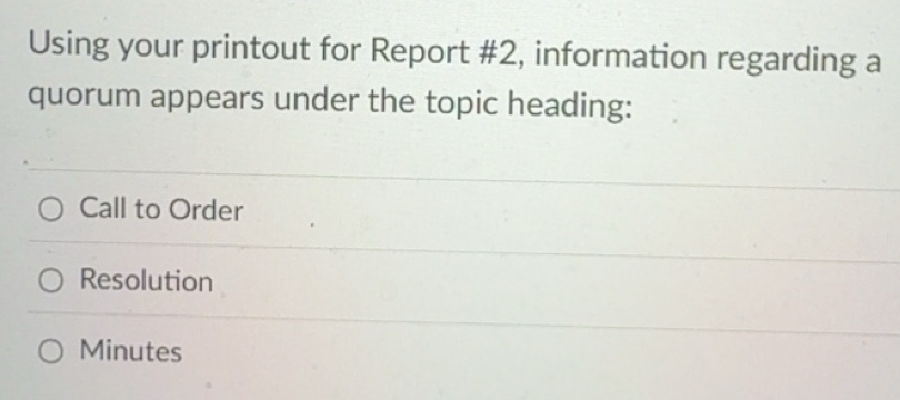 Solved: Using your printout for Report #2, information regarding a ...