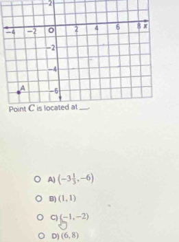 2
A) (-3 1/3 ,-6)
B) (1,1)
C) (-1,-2)
D) (6,8)