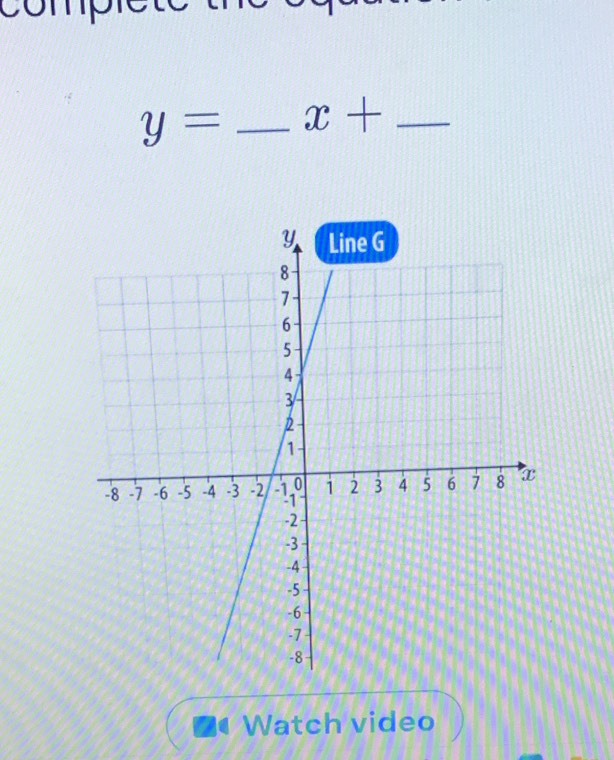 y= _ x+ _ 
me Watch video