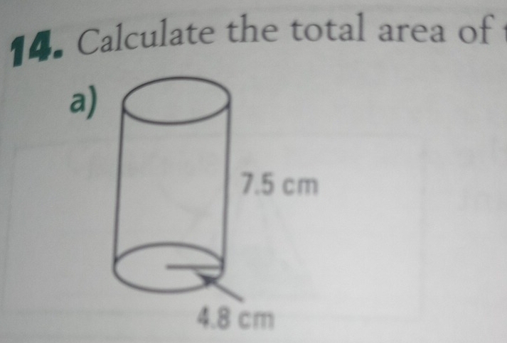 Calculate the total area of 
a)