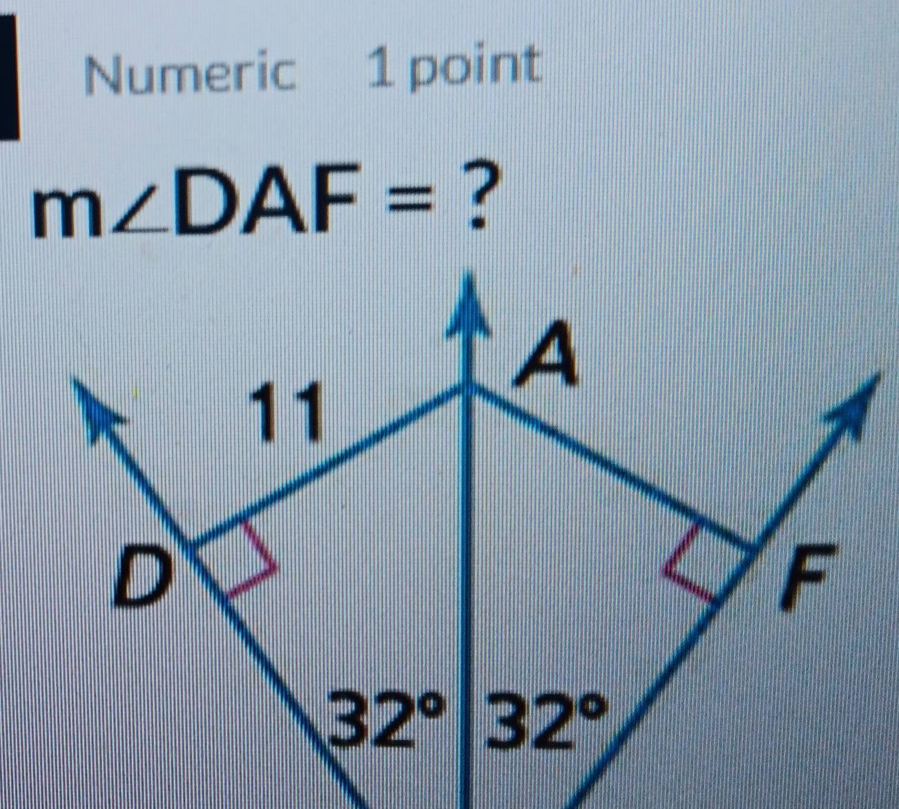 Numeric 1 point
m∠ DAF= ?