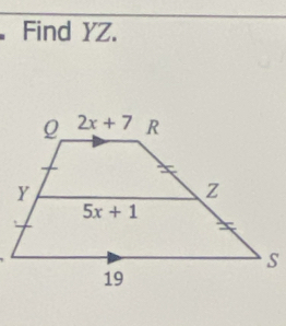 Find YZ.