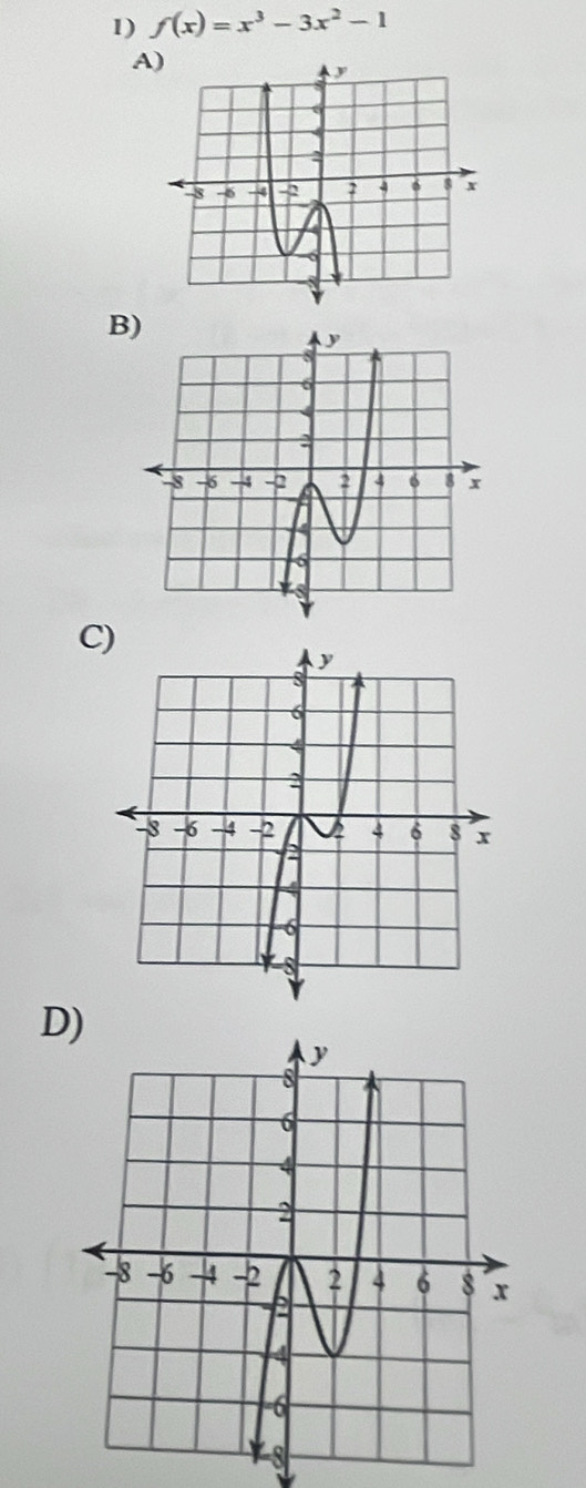 f(x)=x^3-3x^2-1
A 
B 
C 
D)