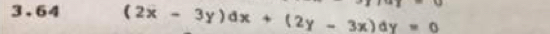 3.64 (2x-3y)dx+(2y-3x)dy=0