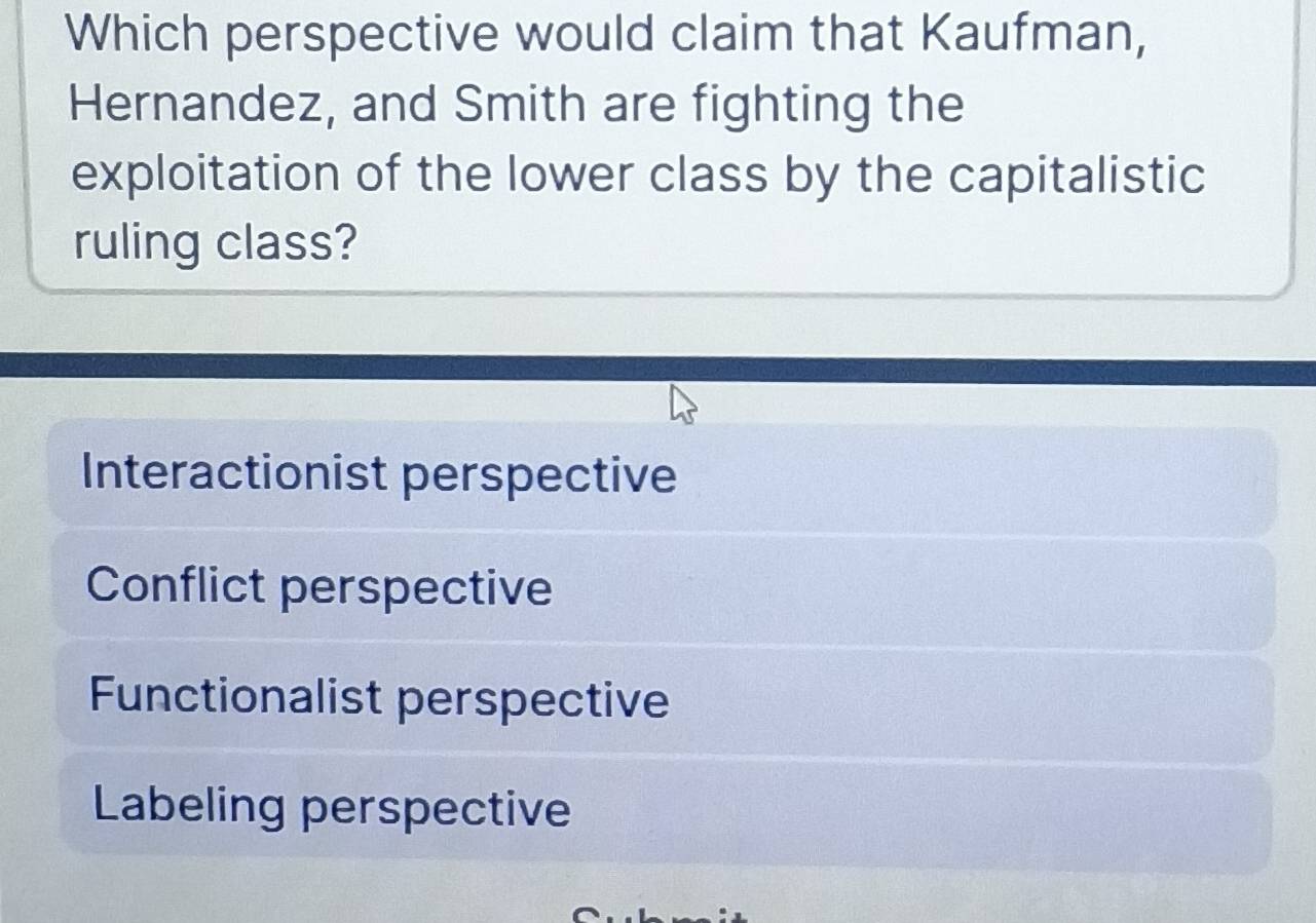Solved: Which perspective would claim that Kaufman, Hernandez, and ...