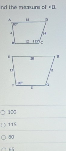 ind the measure of
100
115
80
65