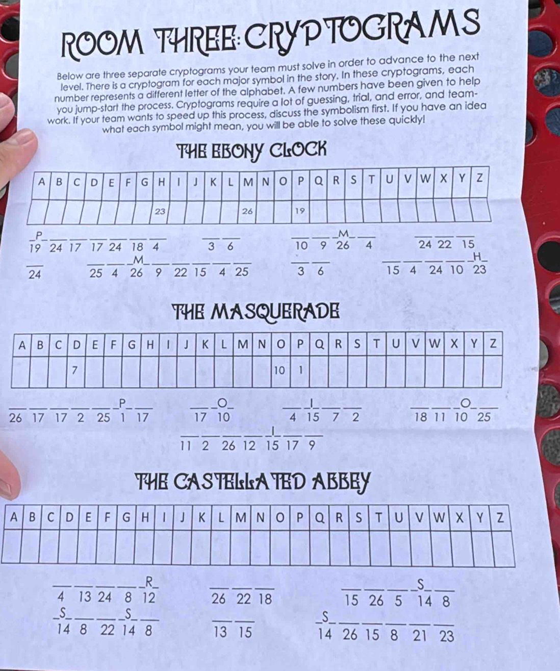 Solved: ROOM THREE： CRYPTOGRAMS Below are three separate cryptograms ...